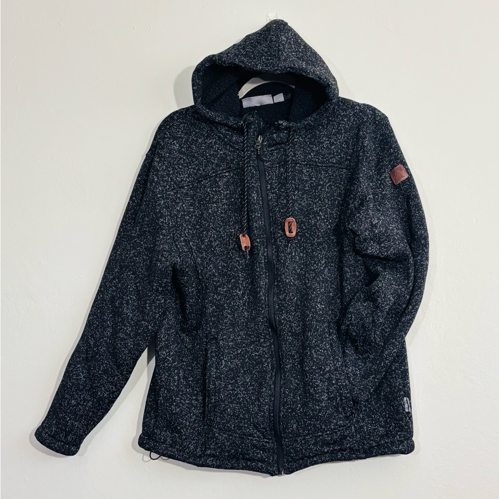 *Unisex Black Heathered Sherpa Full-Zip Hoodie M